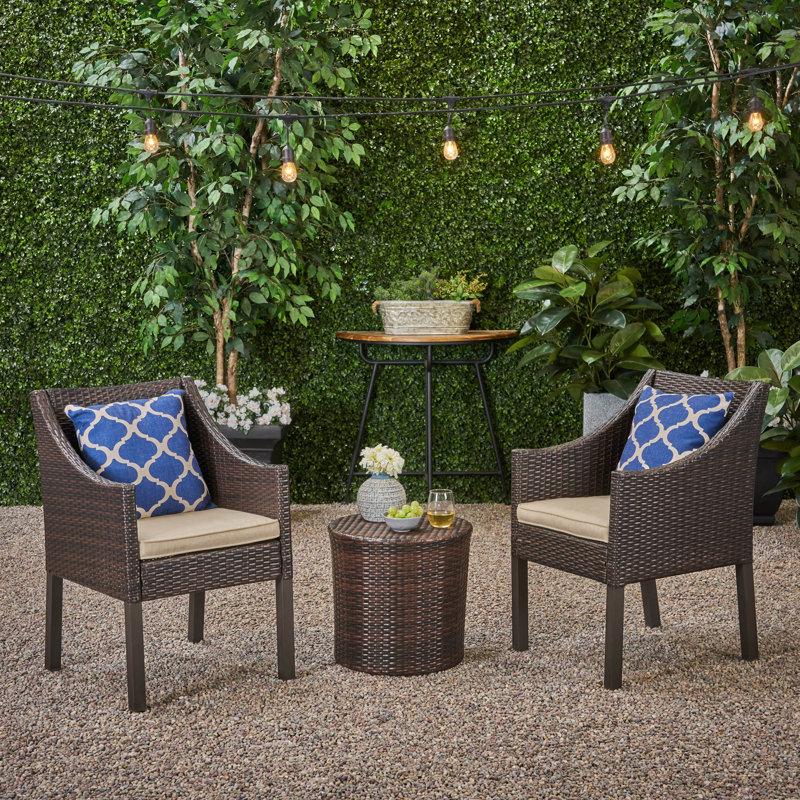 Thorn 2 - Person Patio Conversation Sets with Cushions, Multibrown Frame / Beige Cushion