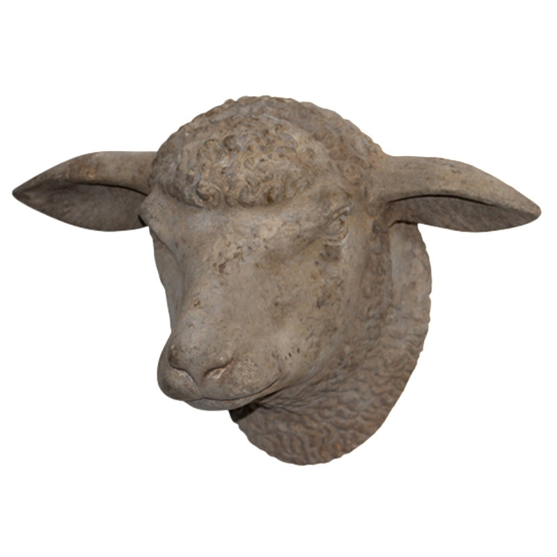 Rustic Weathered Sheep's Head Wall Sculpture