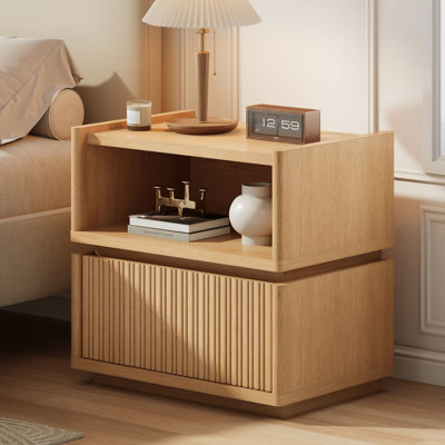 Fluted Modular Combination Nightstand With Open And Closed Drawers