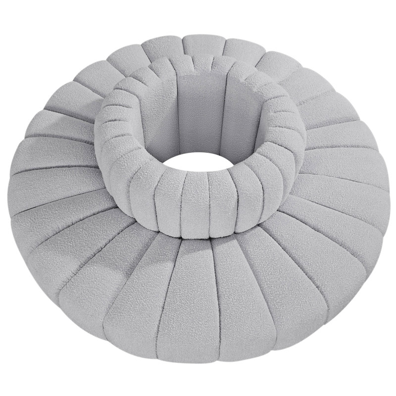Hite Upholstered Curved Sectional Reversible, Grey Boucle Fabric