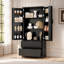 Armoire de cuisine moderne cannelée avec 2 grands tiroirs et 8 étagères à épices, organisateur de rangement autoportant pour salle de bain, salle à manger, bureau, entrée-1596920249