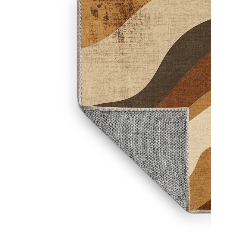 Machine Washable Ottoline Modern Rustic Vintage Look Rug in Brown, 8 x 12