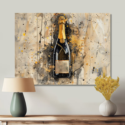 Or noir luxueux Champagne Showers II - Champagne Wall Art Living Room