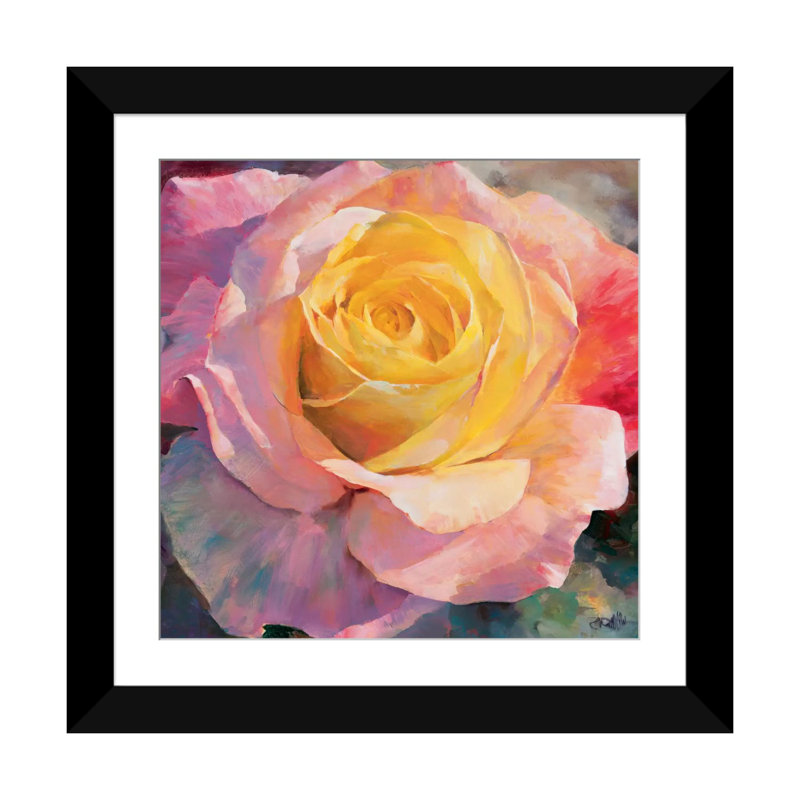 « fleur i », impression sur toile, Papier d'art encadré noir, Blanc, H 16 po x l 16 po x P 1 po