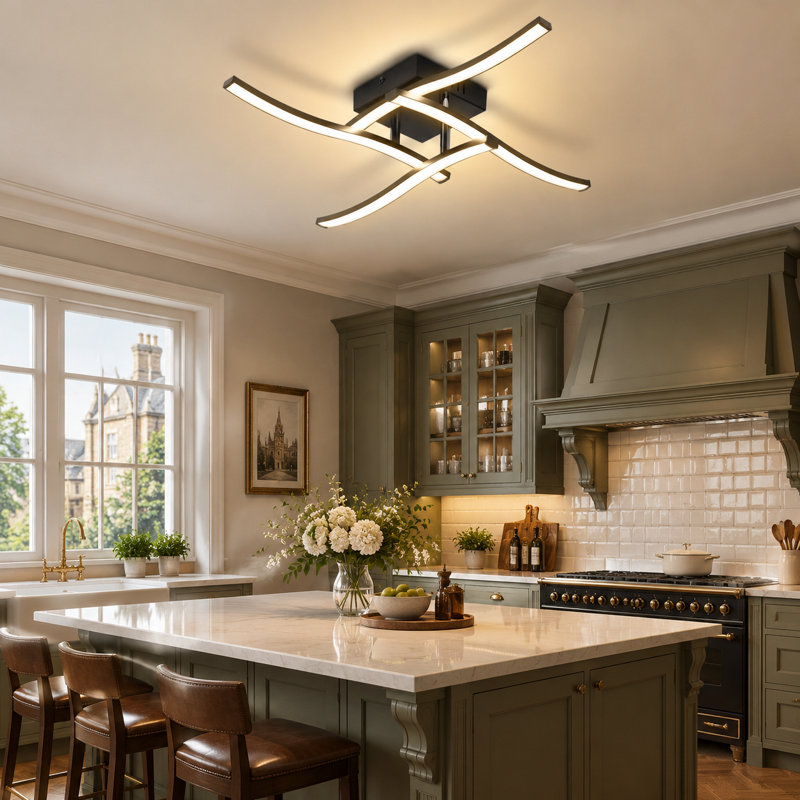 4-Light Black LED Flush Mount