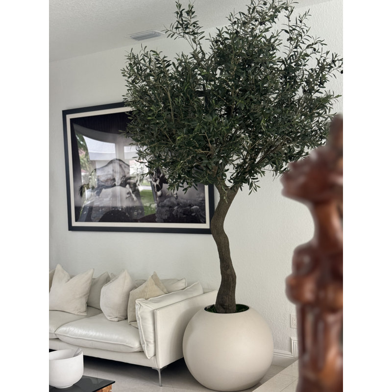 Artificial Olive Tree 30? Globe Planter, Beige