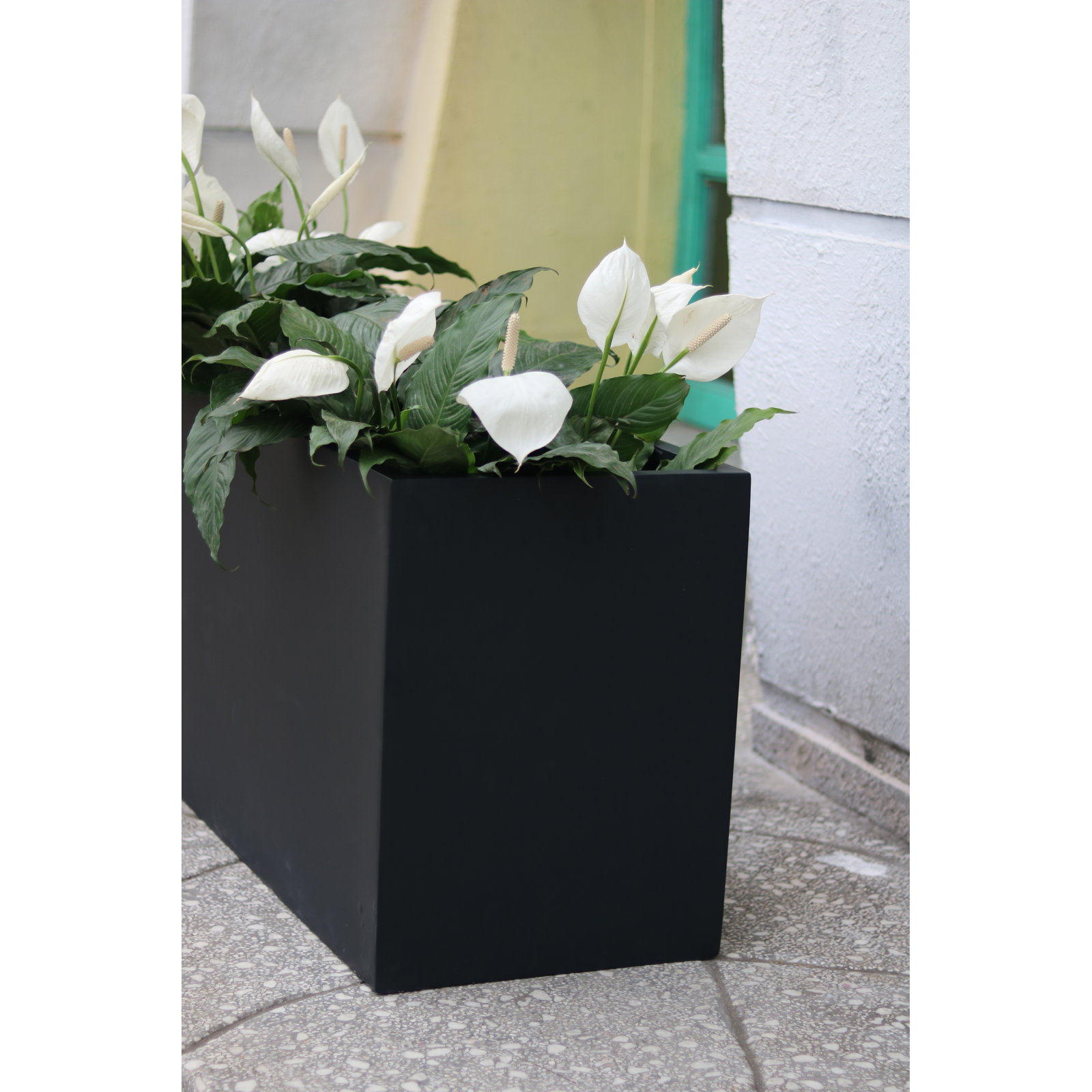 Connoisseur Fiberglass Planter Box, 24" H x 18" W x 47" D, Black