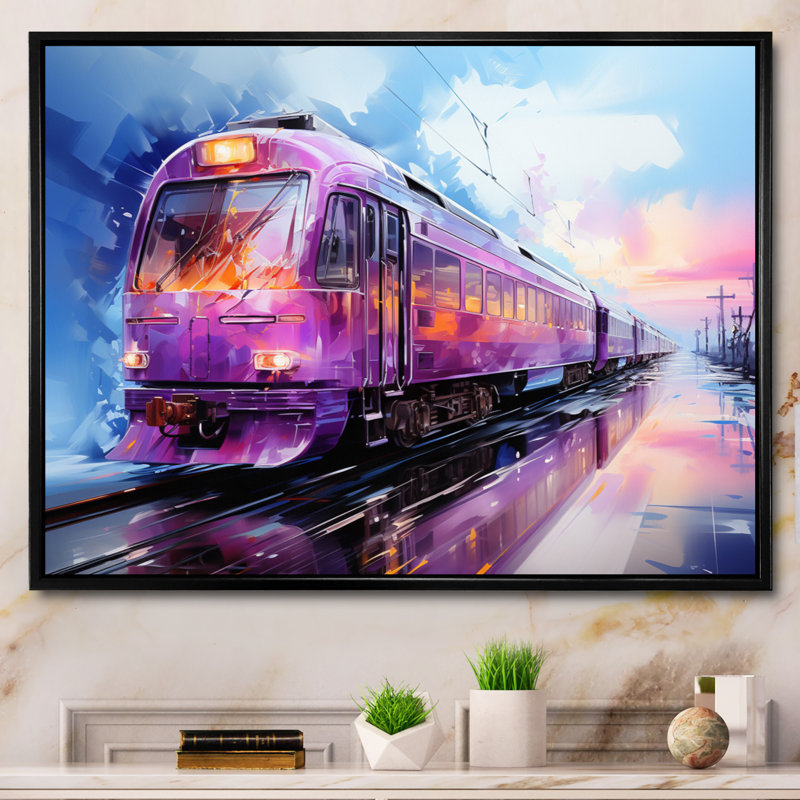" Abstract Train Translucent Rhythms IV ", Black Floater Framed, 30" H x 40" W x 1.5" D