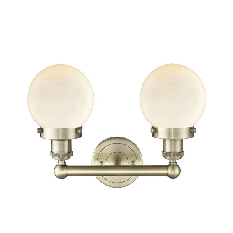 Alphonsa 2 - Light Dimmable Vanity Light, Matte White, Antique Brass