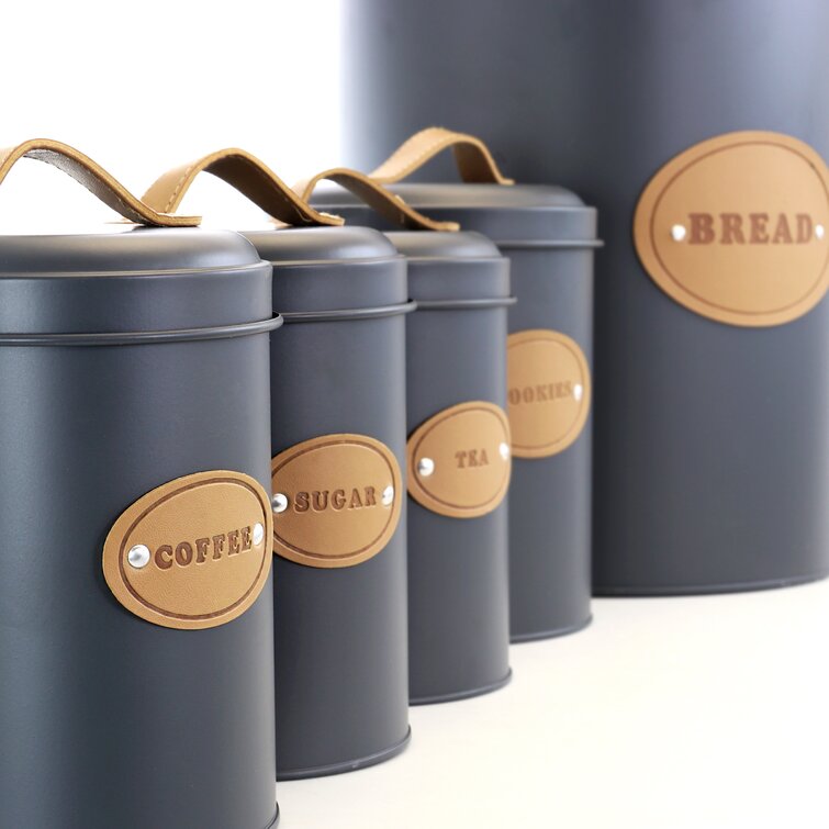 17 Stories Kitchen Canisters With Bamboo Lids, Airtight Metal