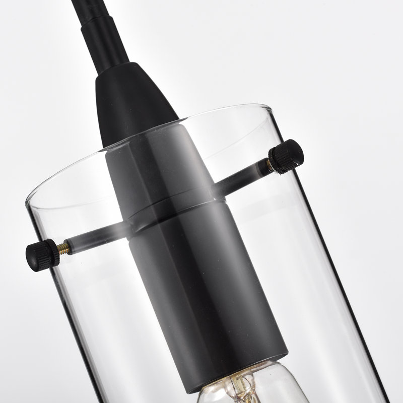 Luminaire suspendu cylindrique à 1 lumière, Noir mat