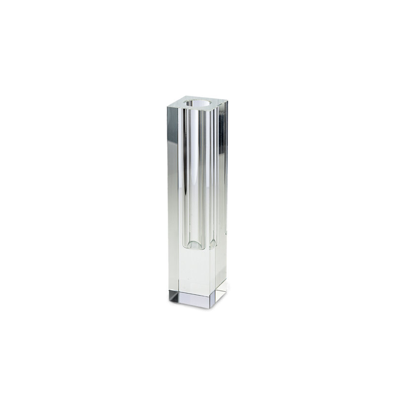 Serene Spaces Living Medium Modern Crystal Square Bud Vase, Decorative Single Flower Vase For Wedding Centerpieces, Events, Parties, Home Décor Accents