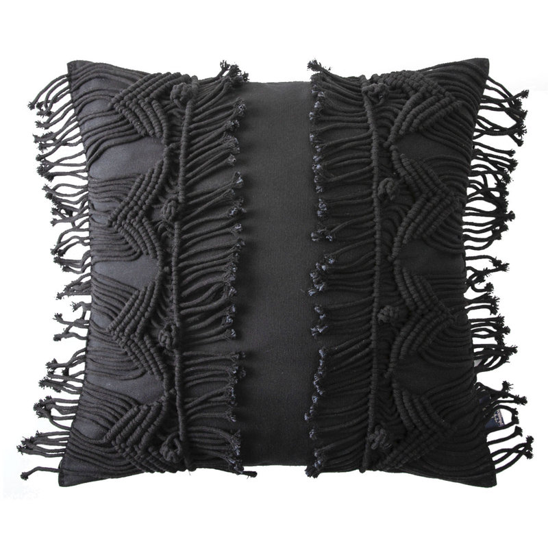 Coussin décoratif en coton, Noir