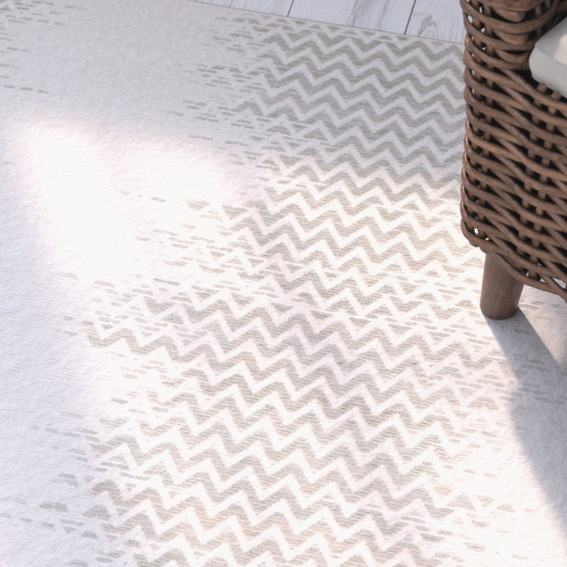 Tapis à chevrons en coton tissé à la main Gering, Rectangle 5 pi x 8 pi