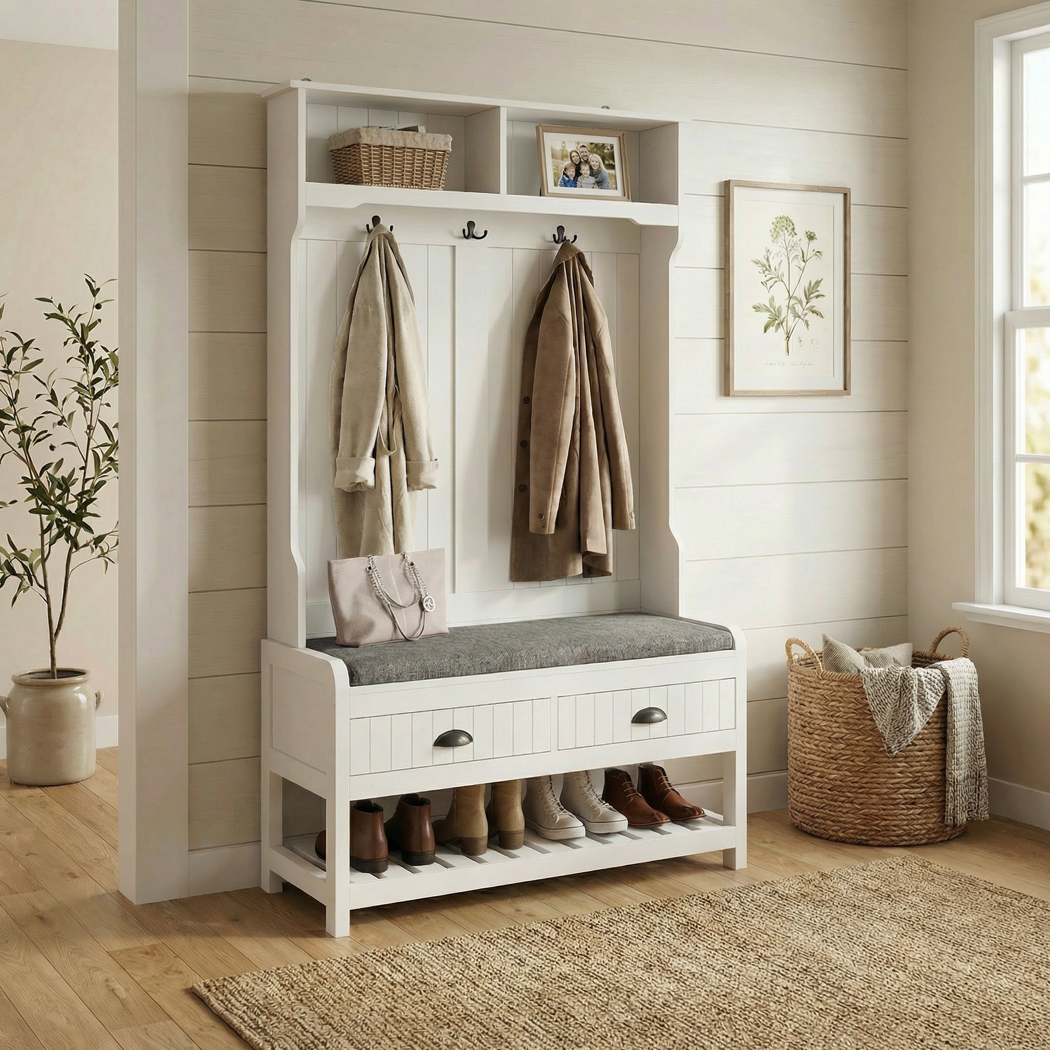 Hall Tree with Bench and Shoe Storage