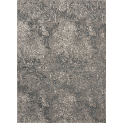 Uptown Abstract Area Rug in Gray/Ivory/Blue