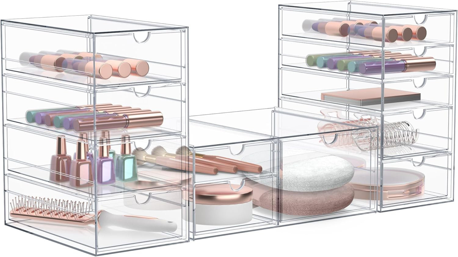 Sorbus Clear 12 Drawers Acrylic Makeup Organizer 3 Pcs Stackable Set ...