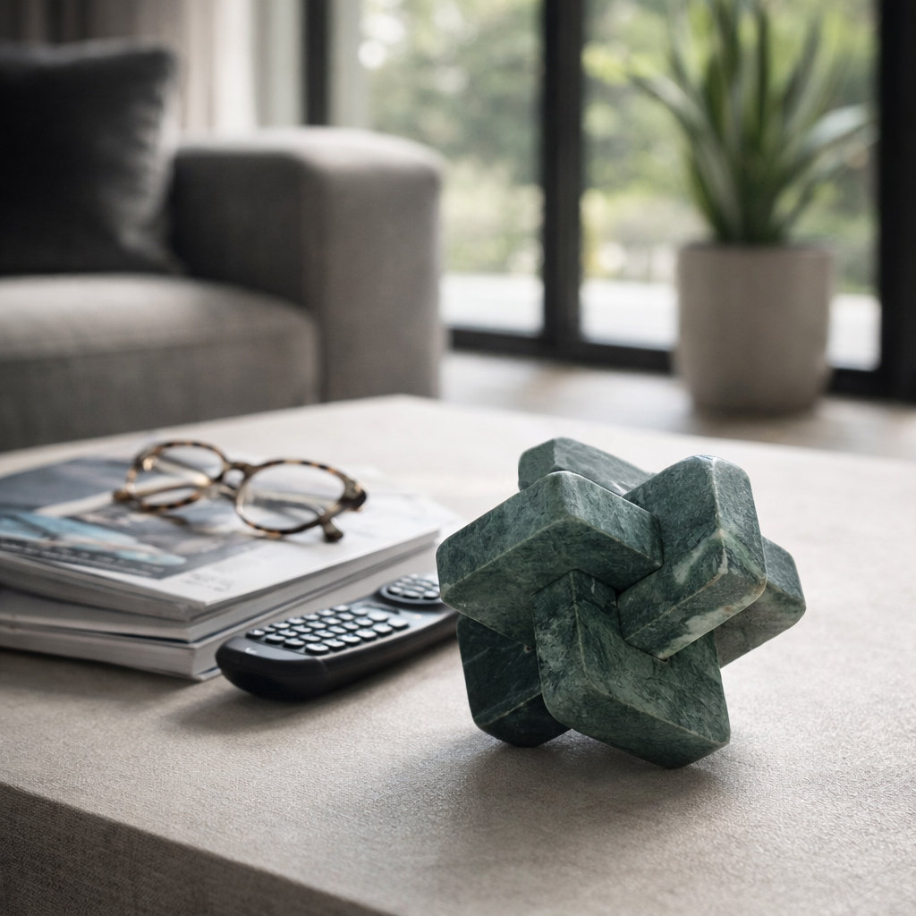 Dimora Green Marble Knots, Ideal Home Accent, 6" H x 6" W x 6" D