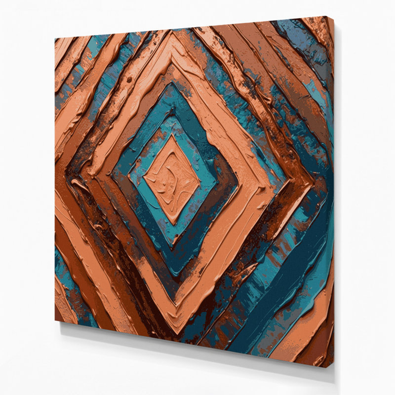 Art mural sur toile noir à motif de chevrons du sud-ouest 221, H 16 po x l 16 po