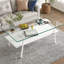 Table basse rectangulaire, plateau de table en verre trempé avec pieds en métal-27328760-27328762