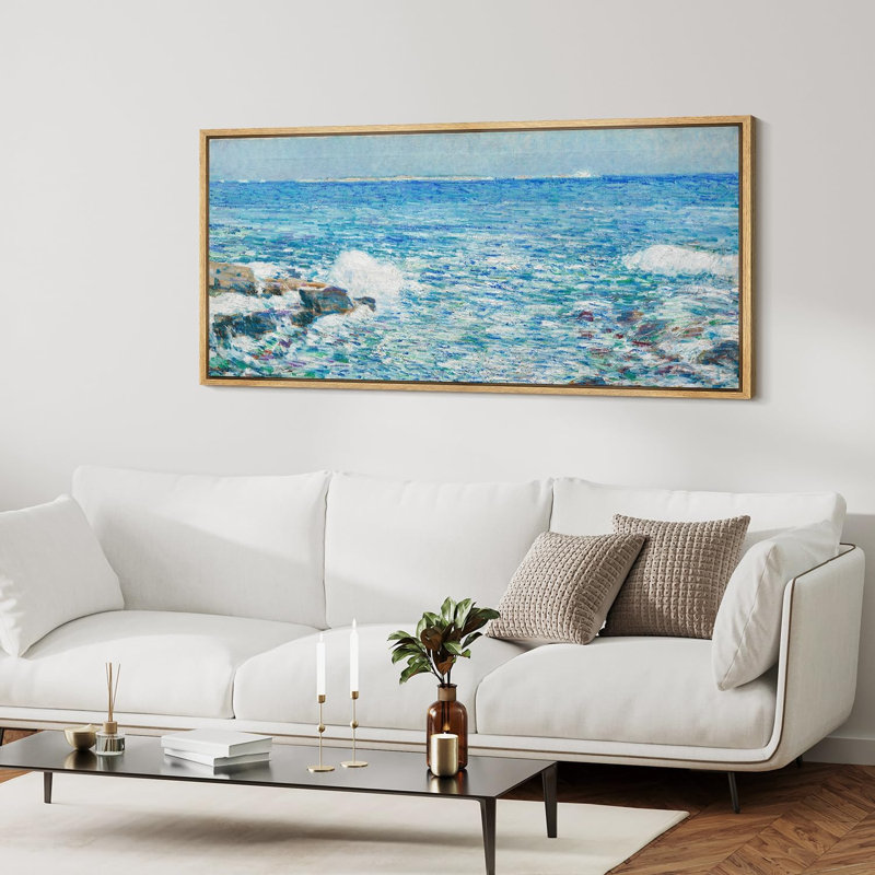 Plage côtière, vagues de l'océan, bleu vif, H 30 po x l 60 po, Naturel