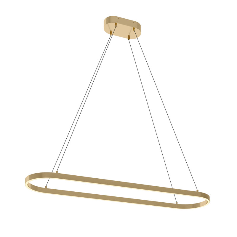 Luminaire suspendu linéaire à 1 lumière pour îlot de cuisine Zarish, Laiton satiné