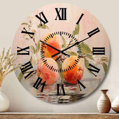Fruit Abstract Peach - Food & Beverage Black Face Wall Clock