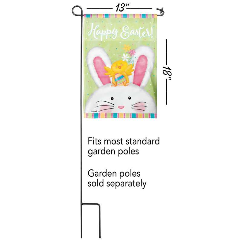 Lapin de pâques 2 côtés en polyester 18 x 13 po. joyeuse pâques drapeau de jardin