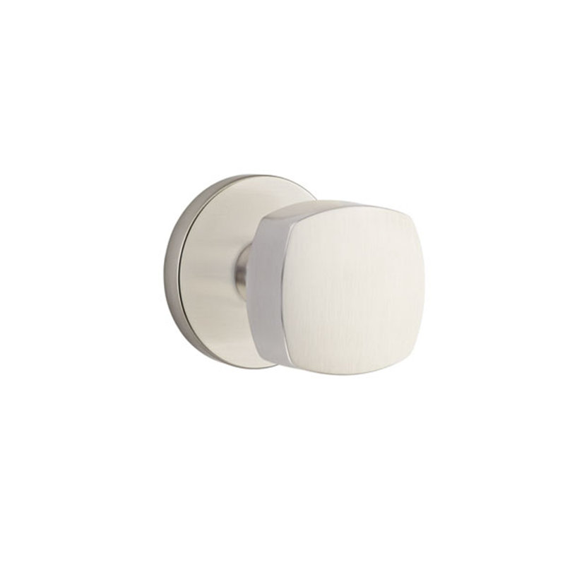 Ensemble de boutons de confidentialité Emtek avec rosette à disque et bouton Freestone, Nickel satiné