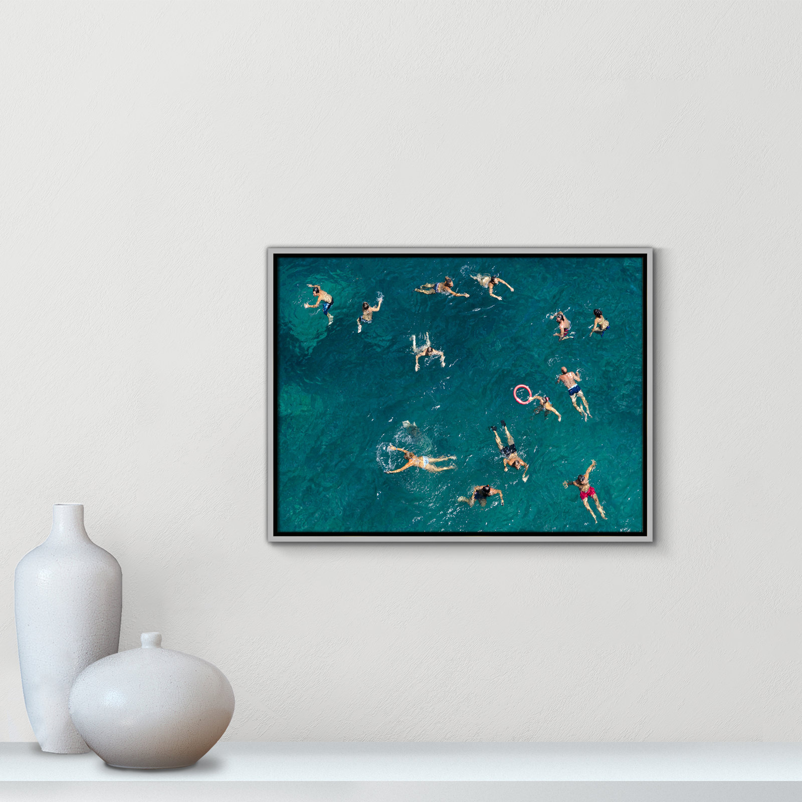 Norvell "Tonti" Print by Tonti, Silver Framed Canvas, 19.5" H x 25.5" W x 2" D