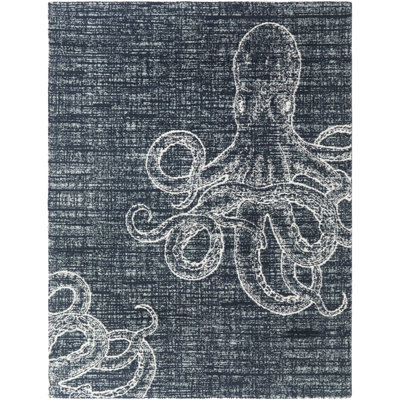 Delaney Navy Coastal Octopus Area Rug