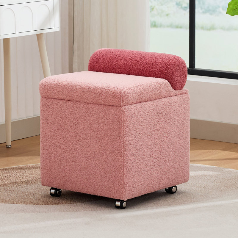 Tabouret avec rangement 18 "avec compartiment caché, Rose