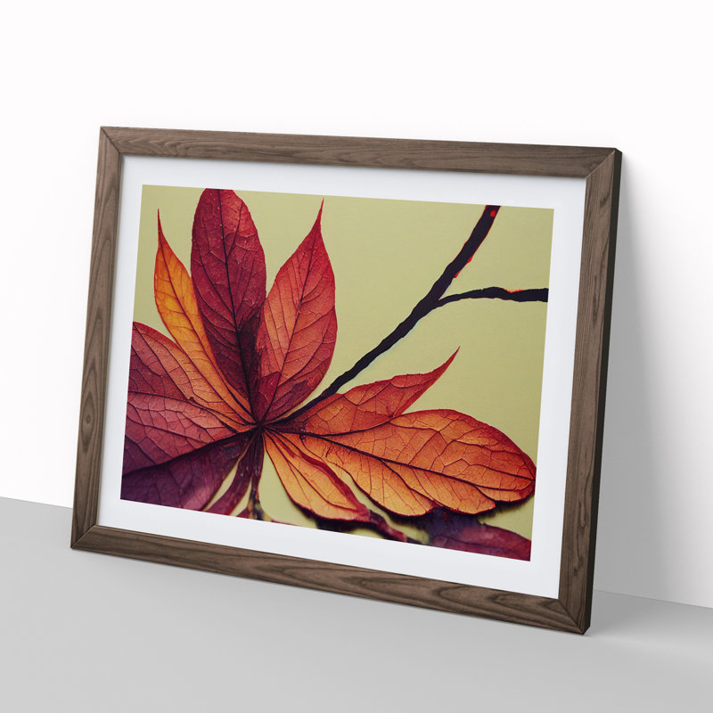 Autumn Leaf Vol.3 1 Piece Single Picture Frame Wall Art, 34cm H x 46cm W x 2cm D, Walnut Framed