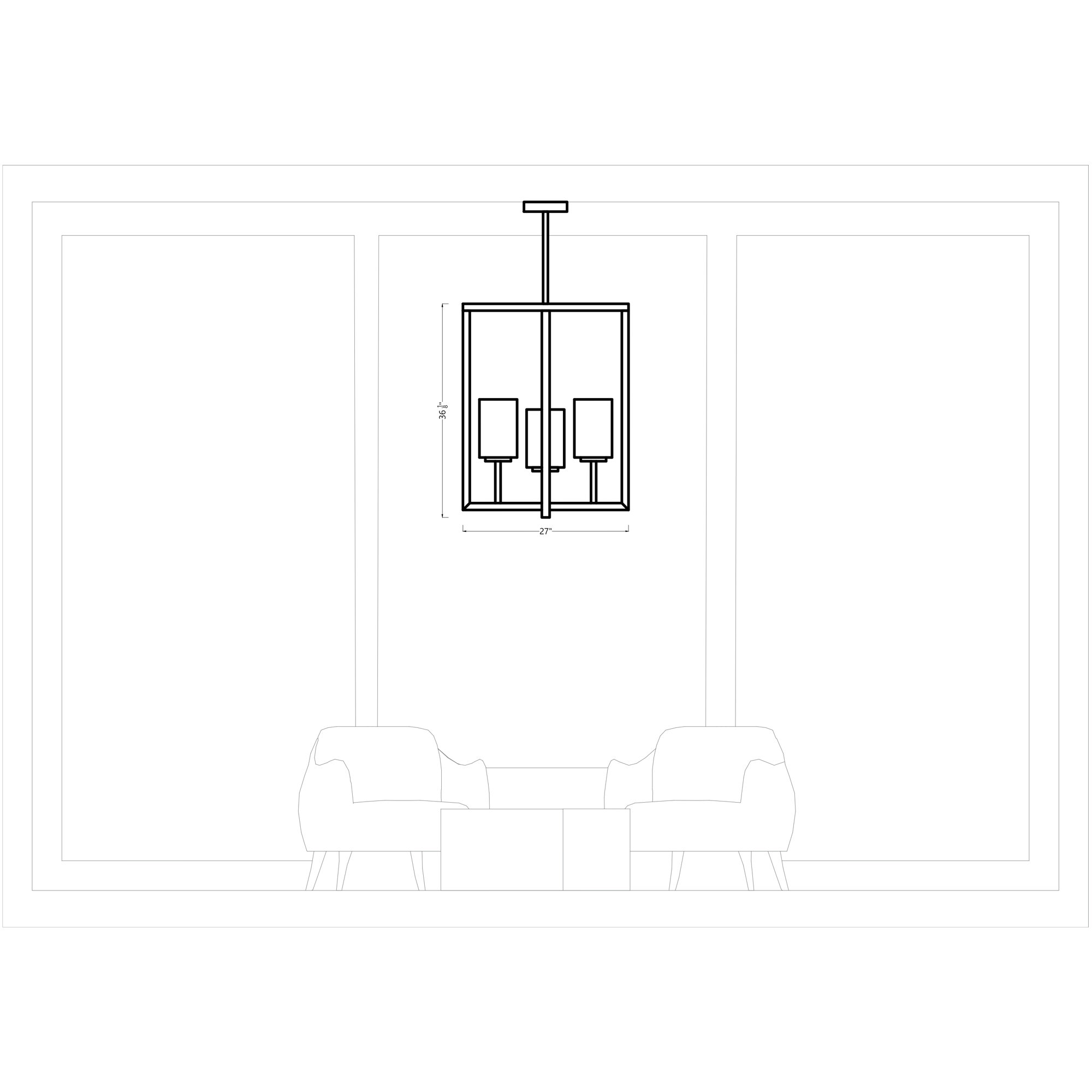 Aya 4 Light Glass Dimmable Pendant, 36.13" H x 27" W x 27" D