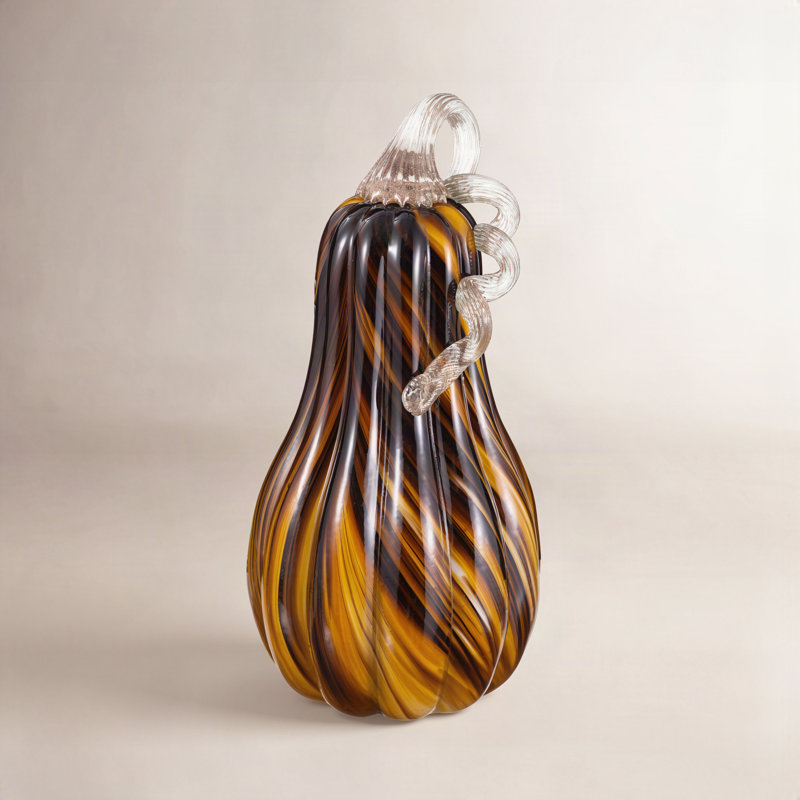 Grande gourde en verre à rayures multicolores 11,25 po H