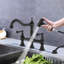 Robinet de lavabo de cuisine à pont avec douchette latérale-75288876
