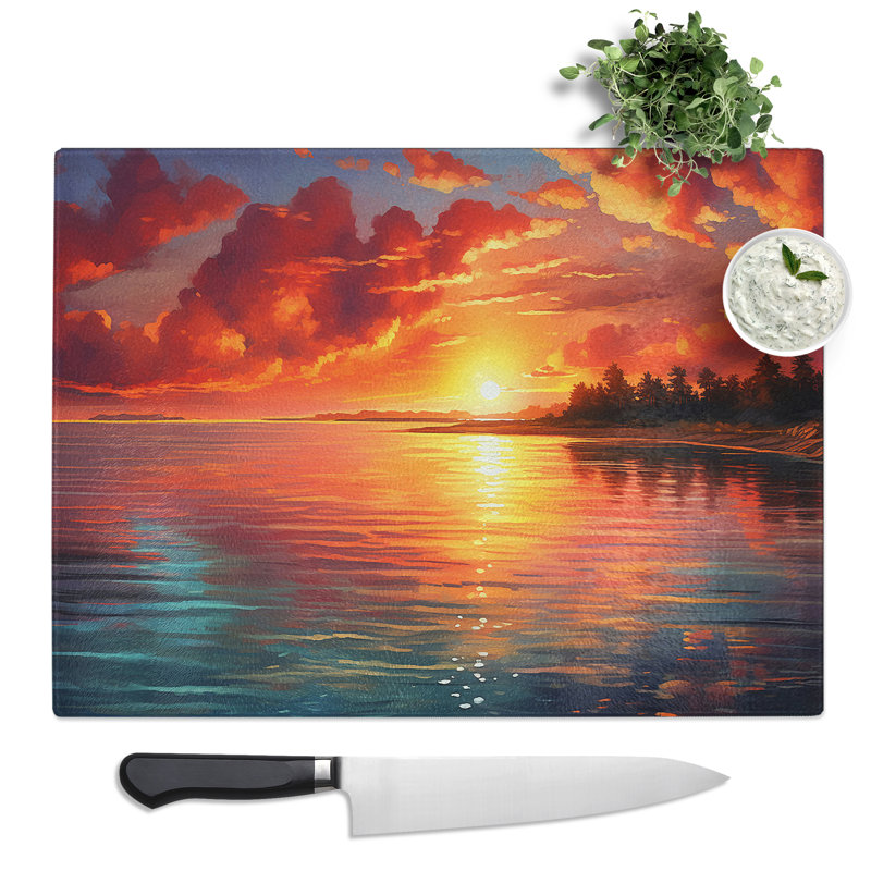Sunset Photograph 8K  Glass Chopping Board