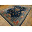 Hand Knotted Pile Rectangle Floral Medallion Antique Blue 1920s Wool Rug