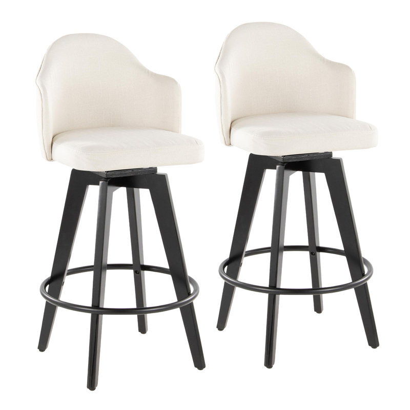 Capuano 26" Fixed-Height Counter Stool With Round Footrest - Set Of 2, Cream