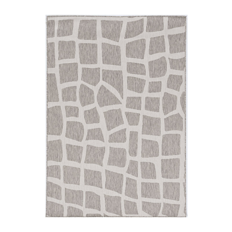 Geometric Tufted Ivory/Gray Area Rug, Rectangle 3' x 5'