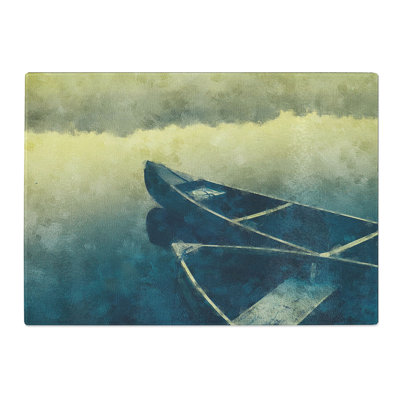 Boats on a Lake Painting Chopping Board