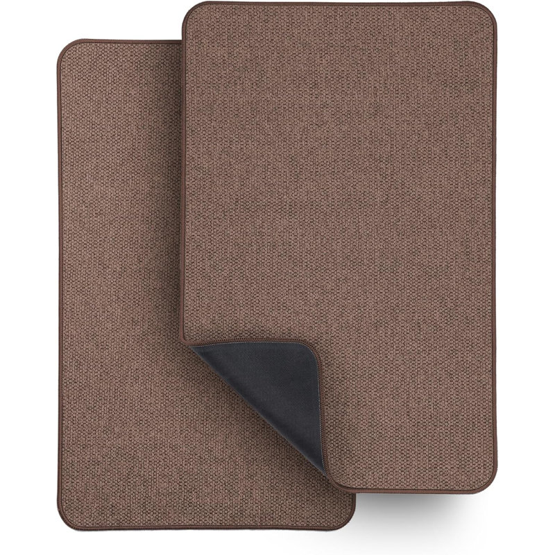 2-pack Ultra Thin Non-slip Bath Mats Brown