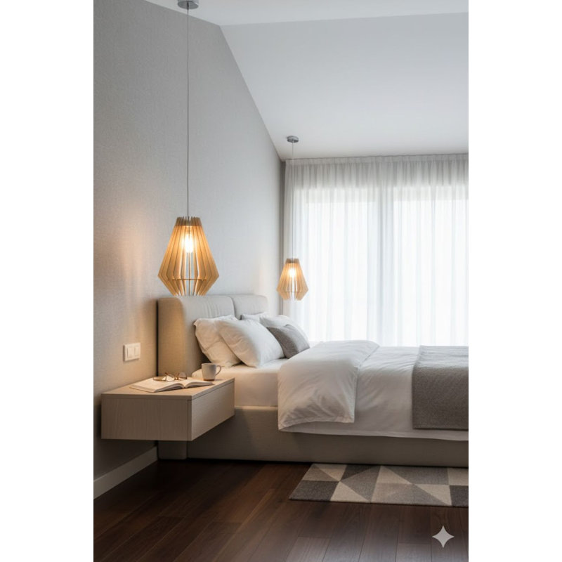 Luminaire suspendu en bois naturel à 1 lumière Boyette