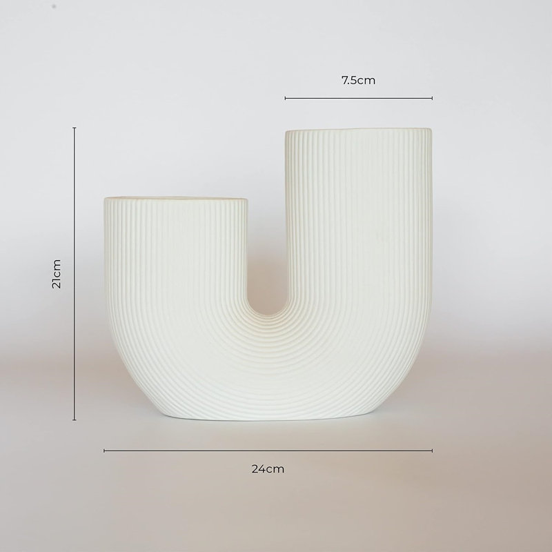 White Modern Vase For Flowers - Scandinavian Ceramic Home Decor