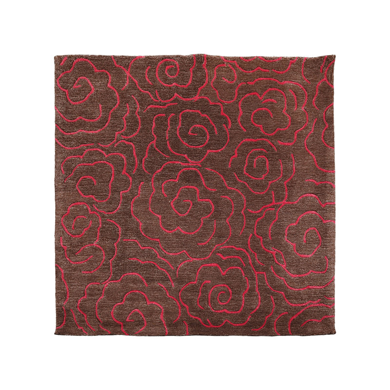 Contemporary WoolOriental Area Rug in Multi Sizes Brown Hand Tufted, Square 6'