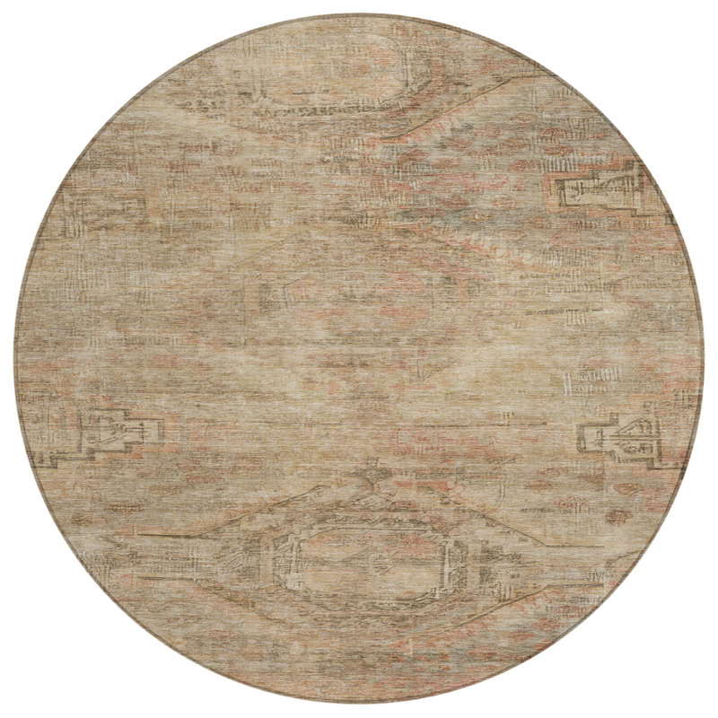 Emalisse Beige Washable Indoor-Outdoor Rug - LOOMLAN, 8' x 8'