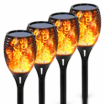 Solar Outdoor Torch Lights with 96 LED Dancing Flame, Weather-Resistant Garden Pathway Lights