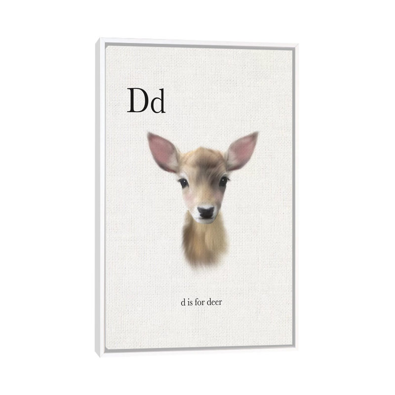 Décoration murale pour enfants «D Is For Deer», H 60 po x l 40po x P 1,5 po, Toile blanche encadrée