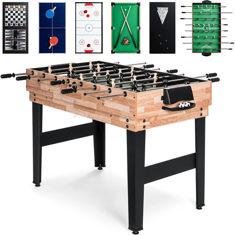Natural 2x4ft 10-in-1 Combo Game Table with Foosball and Pool