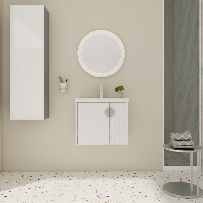Small Bathroom Vanity With Sink, White, 24"